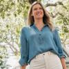Lands’ End Women’s Tencel Fibers Twill Popover Shirt(Soft Indigo)