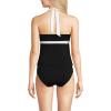 Lands’ End Women’s Texture V-Neck Halter Tankini Swimsuit Top(Black/White)