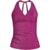 Lands’ End Women’s Texture V-Neck Halter Tankini Swimsuit Top(Bright Magenta Shine)