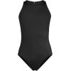 Lands’ End Women’s Tugless High Neck Portrait Back One Piece Swimsuit(Black)