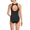 Lands’ End Women’s Tugless High Neck Portrait Back One Piece Swimsuit(Black)