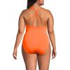 Lands’ End Women’s Tugless Quickdry V-Neck Multi-Way High Leg One Piece Swimsuit(Neon Tangerine)