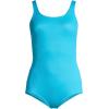 Lands’ End Women’s Tummy Control Chlorine Resistant Scoop Neck Soft Cup Tugless Sporty One Piece Swimsuit(Turquoise)