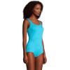 Lands’ End Women’s Tummy Control Chlorine Resistant Scoop Neck Soft Cup Tugless Sporty One Piece Swimsuit(Turquoise)
