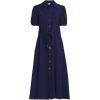 Lands’ End Women’s Twill Button Front Fluid Short Sleeve Dress(Deep Sea Navy)
