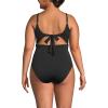 Lands’ End Women’s Wrap Monokini High Leg One Piece Swimsuit(Black)