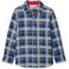 Lands’ End Boys Button Down Poplin Shirt(Fiery Red/Blue Plaid)