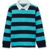 Lands’ End Boys Husky Long Sleeve Collared Rugby Shirt(Classic Navy/Baltic Stripe)