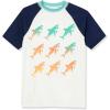 Lands’ End Boys Husky Short Sleeve UPF 50 Sun Protection Rash Guard(Beach Glass Sharks)