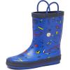 Lands’ End Boys and Girls Waterproof Boots Kids and Toddler Rain Boots – Girls and Boys Rubber Rain Boots Kids Size 5 Toddler to 7 Big Kid, Slip On Girls and Boys Rain Boots with Handles(Blue Outer Space)