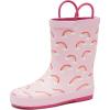 Lands’ End Boys and Girls Waterproof Boots Kids and Toddler Rain Boots – Girls and Boys Rubber Rain Boots Kids Size 5 Toddler to 7 Big Kid, Slip On Girls and Boys Rain Boots with Handles(Pink Rainbows)