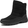 Lands’ End Expedition Quilted Slip On Mens Snow Boots Insulated Winter Boots for Men Waterproof with Hook & Loop Closure, Medium or Wide Width Winter Shoes Size 8 to 13(Black)