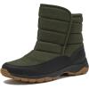 Lands’ End Expedition Quilted Slip On Mens Snow Boots Insulated Winter Boots for Men Waterproof with Hook & Loop Closure, Medium or Wide Width Winter Shoes Size 8 to 13(Dark Green)