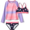 Lands’ End G LS 3 Piece Rash Guard Set Primo Pink Tie Dye Stripe Kids 4