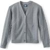 Lands’ End Girls Button Front Cable Cardigan(Gray Heather)