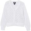 Lands’ End Girls Button Front Cable Cardigan(White)