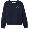 Lands’ End Girls Crew Neck Embroidered Sweatshirt(Classic Navy Rainbow)