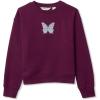 Lands’ End Girls Crew Neck Embroidered Sweatshirt(Plum Butterfly)