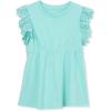 Lands’ End Girls Flutter Sleeve Tiered Peasant Top(Aruba Blue)
