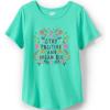 Lands’ End Girls Graphic Tee(Aqua Ice Positive Dreams)