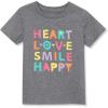 Lands’ End Girls Graphic Tee(Heart Happy Charcoal Heather)