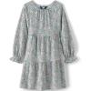 Lands’ End Girls Long Sleeve Velvet Dress(Ivory Dots and Florals)
