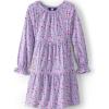 Lands’ End Girls Long Sleeve Velvet Dress(Lavender Cherry Hearts)