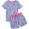 Lands’ End Girls Short Sleeve Tee and Shorts Pajama Set(Unicorn Multi Love)