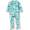 Lands’ End Kids Footed Fleece Sleeper(Light Blue Winter Yetis)