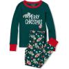 Lands’ End Kids Pattern Snug Fit Pajama Set(Green Christmas Dinos)