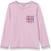 Lands’ End Kids Soft Jersey Pocket Sleep Top – Ultra-Soft Cotton Blend, Tag-Free, Cozy Fit, Fun for Bedtime Comfort(Guava Pink Plaid)
