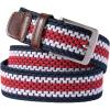 Lands’ End Men’s Elastic Braid Belt(Red White Blue Stripe)