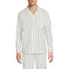 Lands’ End Men’s Essential Pajama Shirt(Egret White Double Stripe)