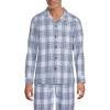 Lands’ End Men’s Essential Pajama Shirt(Pale Slate Blue/Lavender Plaid)