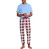 Lands’ End Men’s Knit Jersey Pajama Sleep Set(Ivory/Rich Red Plaid)