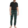 Lands’ End Men’s Knit Jersey Pajama Sleep Set(Rich Clover/Navy Plaid)