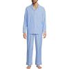 Lands’ End Men’s Long Sleeve Essential Pajama Set(Blue/White Stripe)