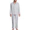 Lands’ End Men’s Long Sleeve Essential Pajama Set(Ivory/Blue Tattersall)