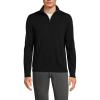 Lands’ End Men’s Long Sleeve Fine Gauge Cotton Quarter Zip Sweater(Black)