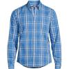 Lands’ End Men’s Long Sleeve Tailored Fit Travel Kit Shirt(Mariner Blue/Pale Almond Plaid)