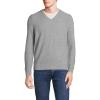 Lands’ End Men’s Long Sleeve Washable Merino Wool V Neck Sweater(Pewter Heather)