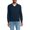 Lands’ End Men’s Long Sleeve Washable Merino Wool V Neck Sweater(Radiant Navy)