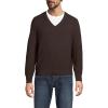 Lands’ End Men’s Long Sleeve Washable Merino Wool V Neck Sweater(Rich Coffee)