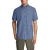 Lands’ End Men’s Short Sleeve Button Down Chambray Shirt(Dark Wash)