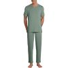 Lands’ End Men’s Short Sleeve Cooling Knit V-Neck Pajama Set(Lily Pad Green)