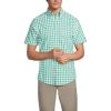 Lands’ End Men’s Short Sleeve Essential Lightweight Poplin(Bay Water Green Check)