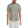 Lands’ End Men’s Short Sleeve Essential Lightweight Poplin(Olive Drab Gingham)