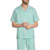 Lands’ End Men’s Short Sleeve Essential Pajama Shirt(Bay Water Green Check)