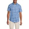 Lands’ End Men’s Short Sleeve No Iron Twill Shirt(Mariner Blue Plaid)