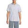 Lands’ End Men’s Short Sleeve Sail Rigger Shirt(Clear Blue /Khaki Stripe)